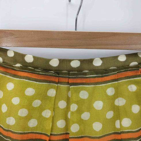 マルニ MARNI 22SS MADE IN ITALY イタリア製 麻 リネン 100% 総柄 ドット ボーダー プリーツ スカート レディース EUR:36