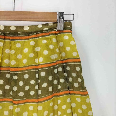マルニ MARNI 22SS MADE IN ITALY イタリア製 麻 リネン 100% 総柄 ドット ボーダー プリーツ スカート レディース EUR:36
