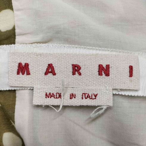 マルニ MARNI 22SS MADE IN ITALY イタリア製 麻 リネン 100% 総柄 ドット ボーダー プリーツ スカート レディース EUR:36