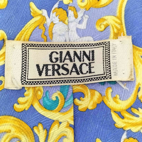ジャンニヴェルサーチ GIANNI VERSACE MADE IN ITALY イタリア製 総柄 絹 シルク 100% ネクタイ メンズ