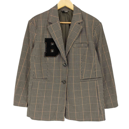エイチアンドエム H&M チェック ワッペン 2B テーラード ジャケット レディース S