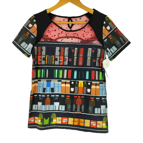 Aventures des Toiles メッシュ切替 アートプリント Tシャツ レディース JPN:40