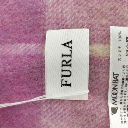 フルラ FURLA pure cashmere カシミヤ100 チェック マフラー レディース