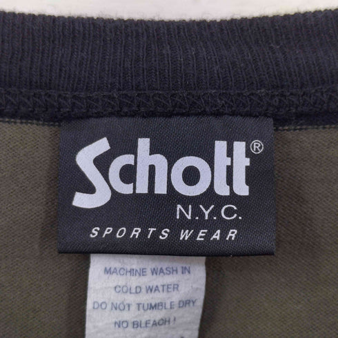 ショット Schott ロゴ刺繍 ボーダー 半袖 ポケットTシャツ メンズ M
