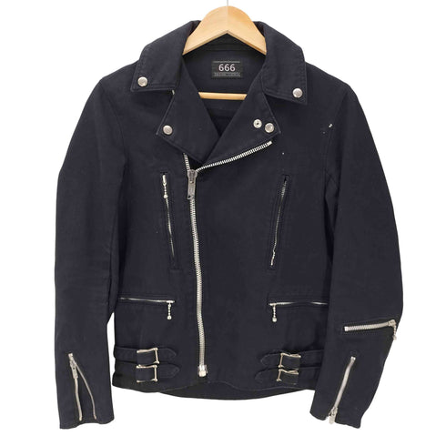 トリプルシックスレザーウェア 666 Leather Wear ストレッチ コットン ライダース ジャケット ダブル UKパンク Y2K メンズ JPN:S