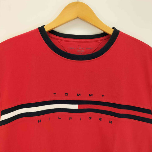 トミーヒルフィガー TOMMY HILFIGER 刺繍クルーネックリンガーTシャツ メンズ import:L