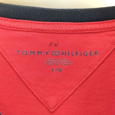 トミーヒルフィガー TOMMY HILFIGER 刺繍クルーネックリンガーTシャツ メンズ import:L