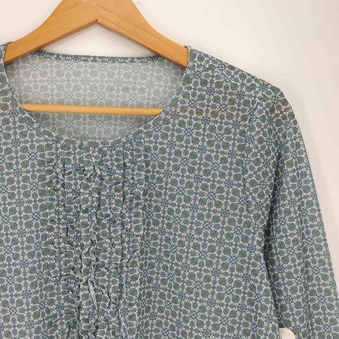 レリアン Leilian フリル 花柄 Uネック ストレッチ カットソー レディース 13+