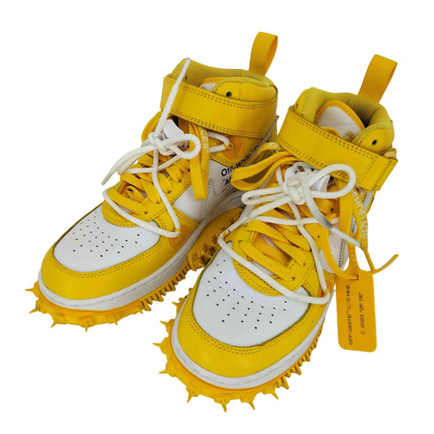 オフホワイト OFF-WHITE 23aw Air Force 1 Mid SP LTHR White and Varsity Maize レディース JPN:24
