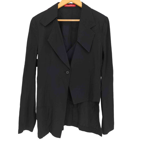 ワイズレッドレーベル Ys Red Label 09SS Asymmetry Rayon Jacket 変形 アシンメトリー レーヨン コットン 1B テーラード ジャケット レディース JPN:3
