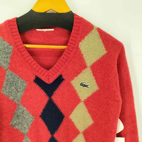 ラコステ LACOSTE アーガイル柄 Vネック ウール 薄手 ニットセーター メンズ JPN:4