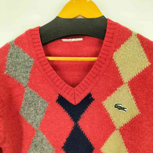 ラコステ LACOSTE アーガイル柄 Vネック ウール 薄手 ニットセーター メンズ JPN:4