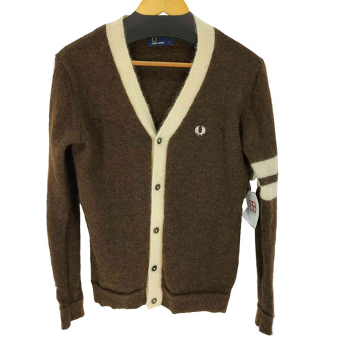 フレッドペリー FRED PERRY モヘヤ混 ロゴ刺繍 ニット カーディガン メンズ import:L