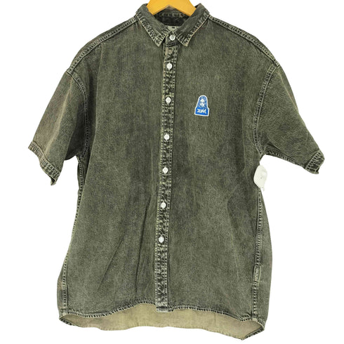 エックスガール X-girl FACE DENIM S/S SHIRT フェイス ロゴ デニム 半袖 シャツ レディース JPN:M