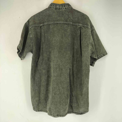 エックスガール X-girl FACE DENIM S/S SHIRT フェイス ロゴ デニム 半袖 シャツ レディース JPN:M