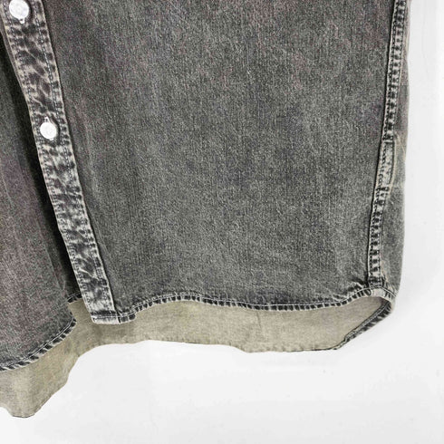 エックスガール X-girl FACE DENIM S/S SHIRT フェイス ロゴ デニム 半袖 シャツ レディース JPN:M