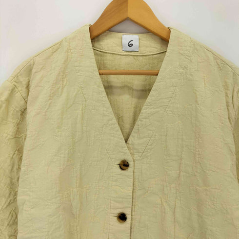 ロクビューティーアンドユースユナイテッドアローズ 6 BEAUTY & YOUTH UNITED ARROWS COTTON JACQUARD V NECK 5SLEEVE SHIRT レディース