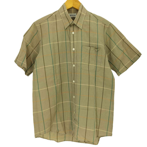 バーバリーズ BURBERRYS コットン混 リネン チェック S/S シャツ メンズ SA