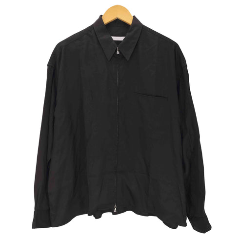ソフネット SOPHNET. 26SS DRAPE ZIP-UP SHIRT ドレープ ジップアップ L/S ブラック シャツ ダブルジップ メンズ JPN:3