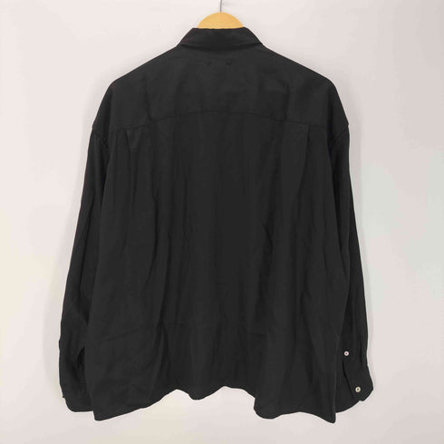 ソフネット SOPHNET. 26SS DRAPE ZIP-UP SHIRT ドレープ ジップアップ L/S ブラック シャツ ダブルジップ メンズ JPN:3