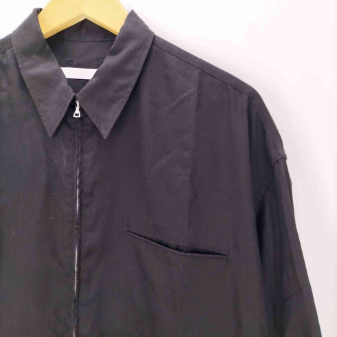 ソフネット SOPHNET. 26SS DRAPE ZIP-UP SHIRT ドレープ ジップアップ L/S ブラック シャツ ダブルジップ メンズ JPN:3