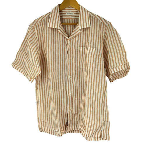 フェアファクス FAIRFAX リネン100% ストライプ S/S オープンカラー シャツ 開襟 メンズ import:L