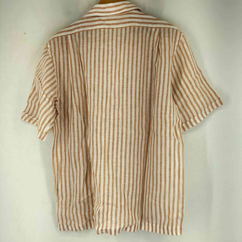 フェアファクス FAIRFAX リネン100% ストライプ S/S オープンカラー シャツ 開襟 メンズ import:L