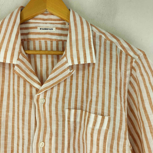 フェアファクス FAIRFAX リネン100% ストライプ S/S オープンカラー シャツ 開襟 メンズ import:L