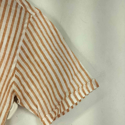 フェアファクス FAIRFAX リネン100% ストライプ S/S オープンカラー シャツ 開襟 メンズ import:L