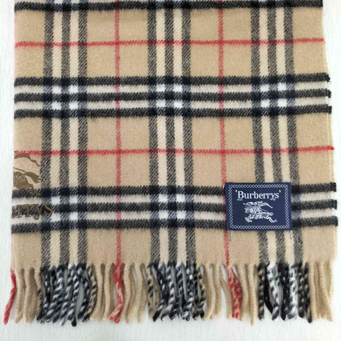 バーバリーズ BURBERRYS ウール100% ノバチェック ホース刺繍 フリンジマフラー レディース