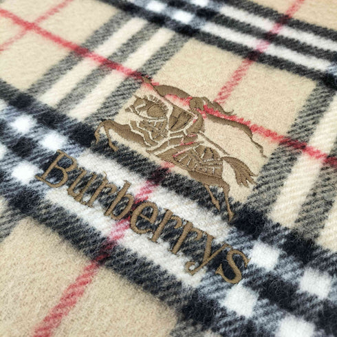 バーバリーズ BURBERRYS ウール100% ノバチェック ホース刺繍 フリンジマフラー レディース