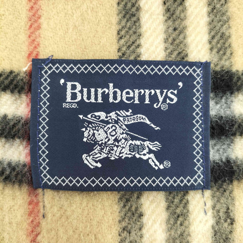 バーバリーズ BURBERRYS ウール100% ノバチェック ホース刺繍 フリンジマフラー レディース