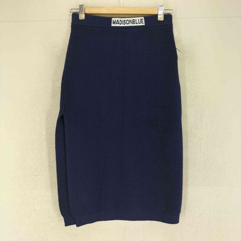 マディソンブルー MADISONBLUE KNIT SIDE SLIT SKIRT ロゴ刺繍 サイドスリット ミディ丈 ニット スカート レディース JPN:S