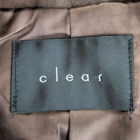 クリアー clear フェイクレザー ノーカラー ジップ ジャケット レディース F