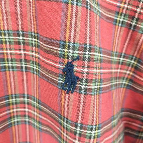 ラルフローレン RALPH LAUREN ポニー刺繍 チェック柄 ボタンダウン 長袖シャツ メンズ import:M