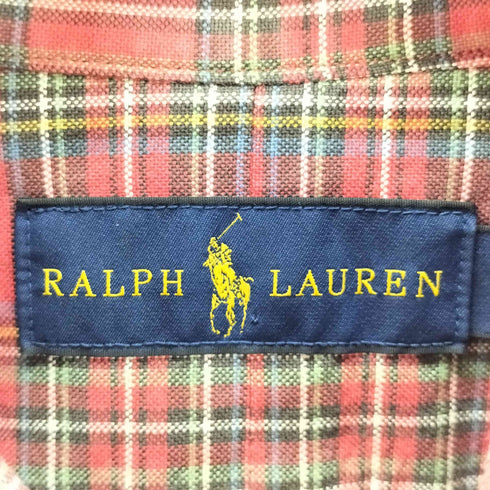 ラルフローレン RALPH LAUREN ポニー刺繍 チェック柄 ボタンダウン 長袖シャツ メンズ import:M