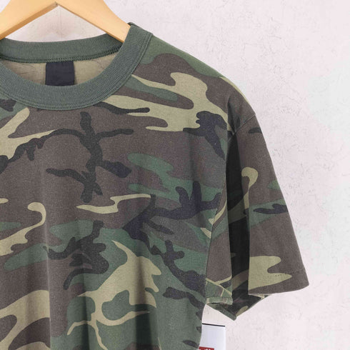 90s カモ柄 迷彩 プリント クルーネック 半袖Tシャツ メンズ