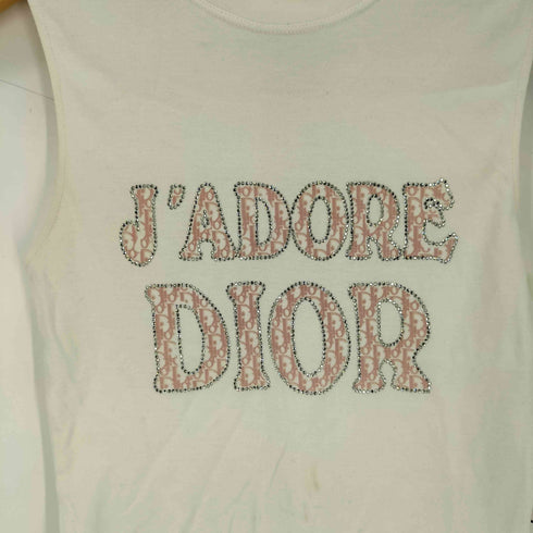 クリスチャンディオール Christian Dior ガリアーノ期 トロッター柄 ラインストーン タンクトップ レディース US:6