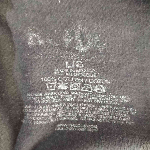 メキシコ製 バンドプリント クルーネック 半袖Tシャツ メンズ L