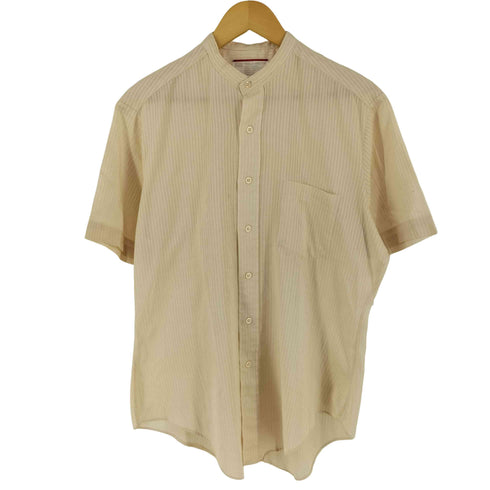 シアーズ Sears 70s PERMA-PREST ポリコットン ストライプ バンドカラー 半袖シャツ メンズ 15 1/2