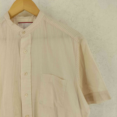 シアーズ Sears 70s PERMA-PREST ポリコットン ストライプ バンドカラー 半袖シャツ メンズ 15 1/2