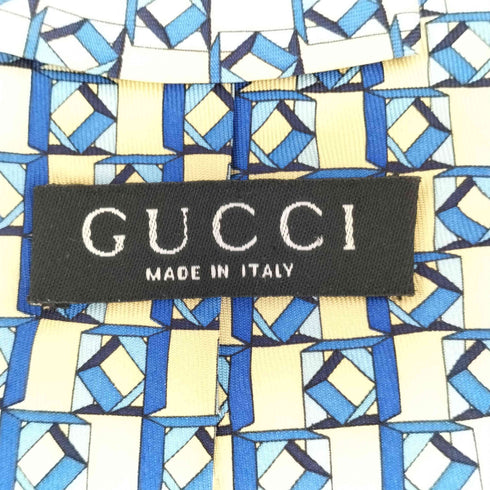 グッチ GUCCI イタリア製 幾何学模様 シルク ネクタイ メンズ