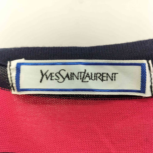 イヴサンローラン Yves Saint Laurent ボーダー フロントボタン 半袖 ワンピース レディース import:M