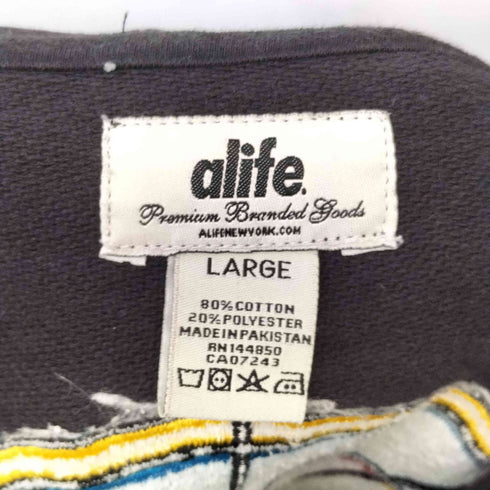 alife バック刺繍 ボーダー フーディ メンズ JPN:L