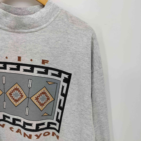 GEAR FOR SPORT 90s USA製 ネイティブ柄 SNOW CANYON プリント 霜降り モックネック 長袖 Tシャツ メンズ import:L