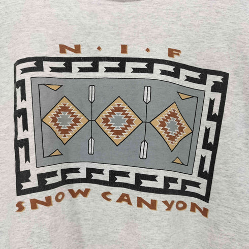 GEAR FOR SPORT 90s USA製 ネイティブ柄 SNOW CANYON プリント 霜降り モックネック 長袖 Tシャツ メンズ import:L