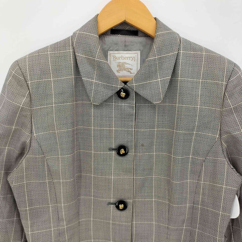 バーバリーズ BURBERRYS 80-90S 白金タグ 丸襟 千鳥格子 ジャケット レディース EUR:40