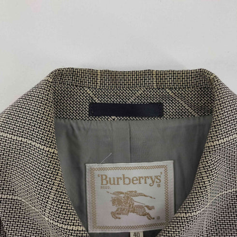 バーバリーズ BURBERRYS 80-90S 白金タグ 丸襟 千鳥格子 ジャケット レディース EUR:40