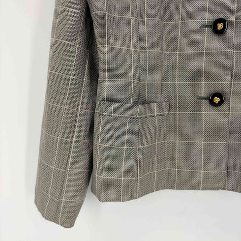 バーバリーズ BURBERRYS 80-90S 白金タグ 丸襟 千鳥格子 ジャケット レディース EUR:40
