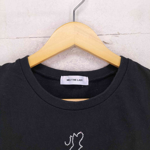 メルトザレディ Melt the lady ラインストーン クルーネック 半袖 ミニ Tシャツ レディース S